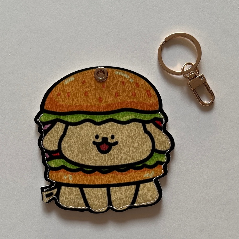 🍔🐶Cute Burger Dog Card Holder & Keychain